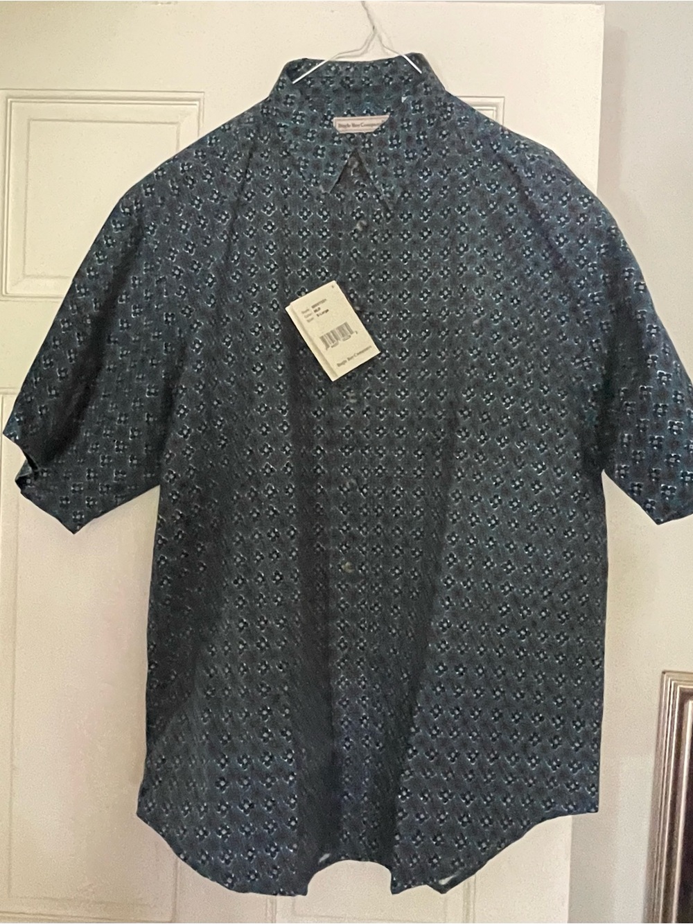 Bugle Boy Button Down Shirt Mens Green Print No Wrinkle New Vintage 90s SIZE XL